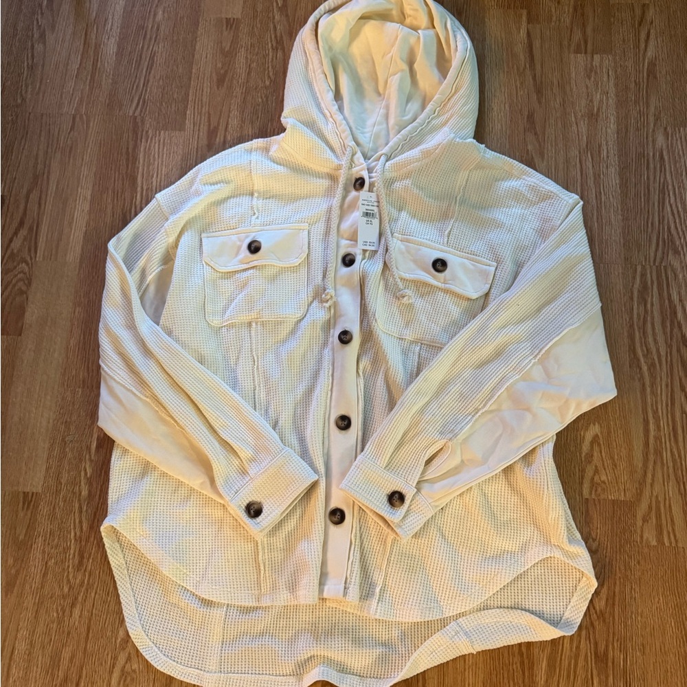 American Eagle Outfitters Cream Hooded Sweatshirt